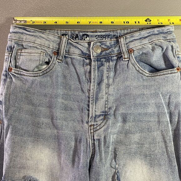 S.O.N.G. STREET Denim Jeans Wide Leg Button Fly Distressed Ripped Women 7 Blue - Picture 4 of 8
